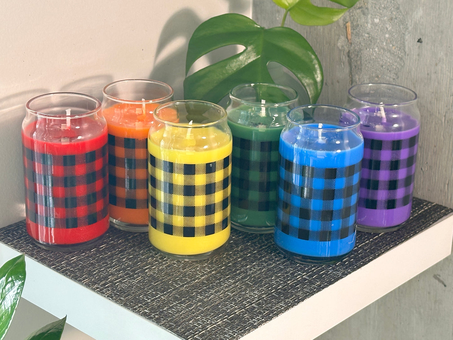 Bold Variety Pack of 6 Premium Hand-Poured, Buffalo Plaid Candles
