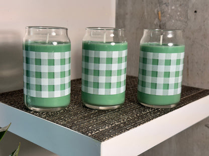 Lily of the Valley Premium Hand-Poured, Gingham-Patterned Candle