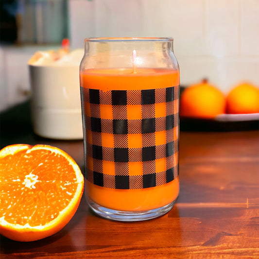 Blood Orange Cream Premium Hand-Poured, Buffalo Plaid Candle